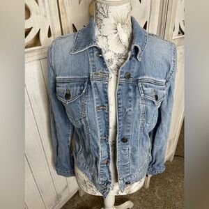 VINTAGE Calvin Klein Jean Jacket Womens Medium Blue Denim Trucker Pockets